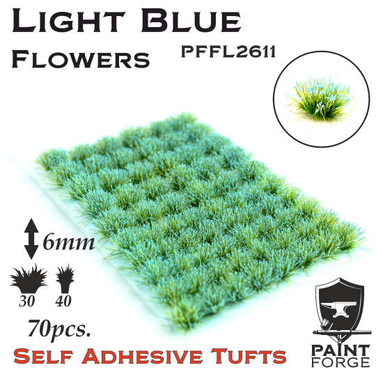 Paint Forge kępki kwiatków Light Blue - 70sztuk / 6mm